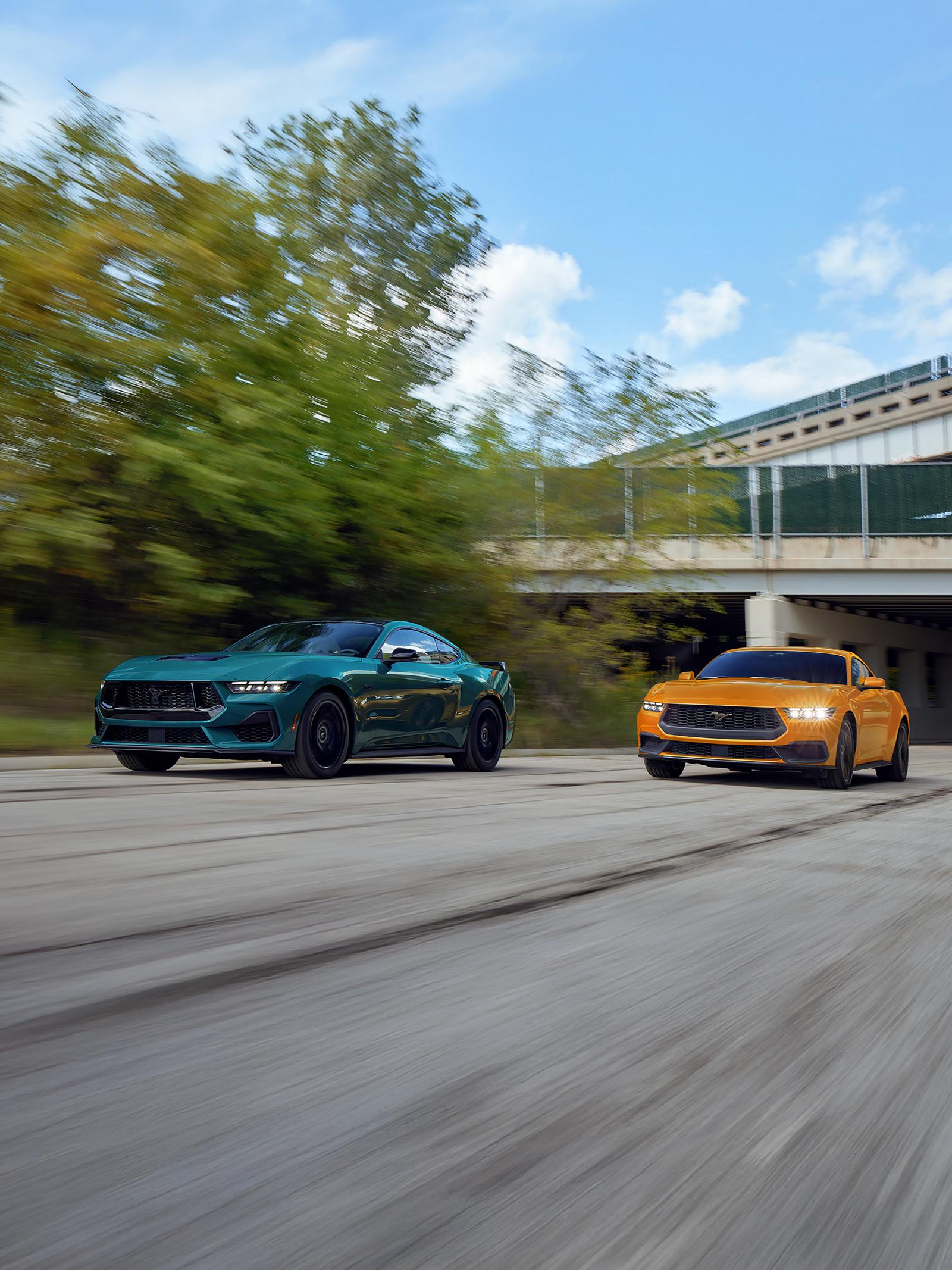 2026 Ford Mustang GT and EcoBoost driving together