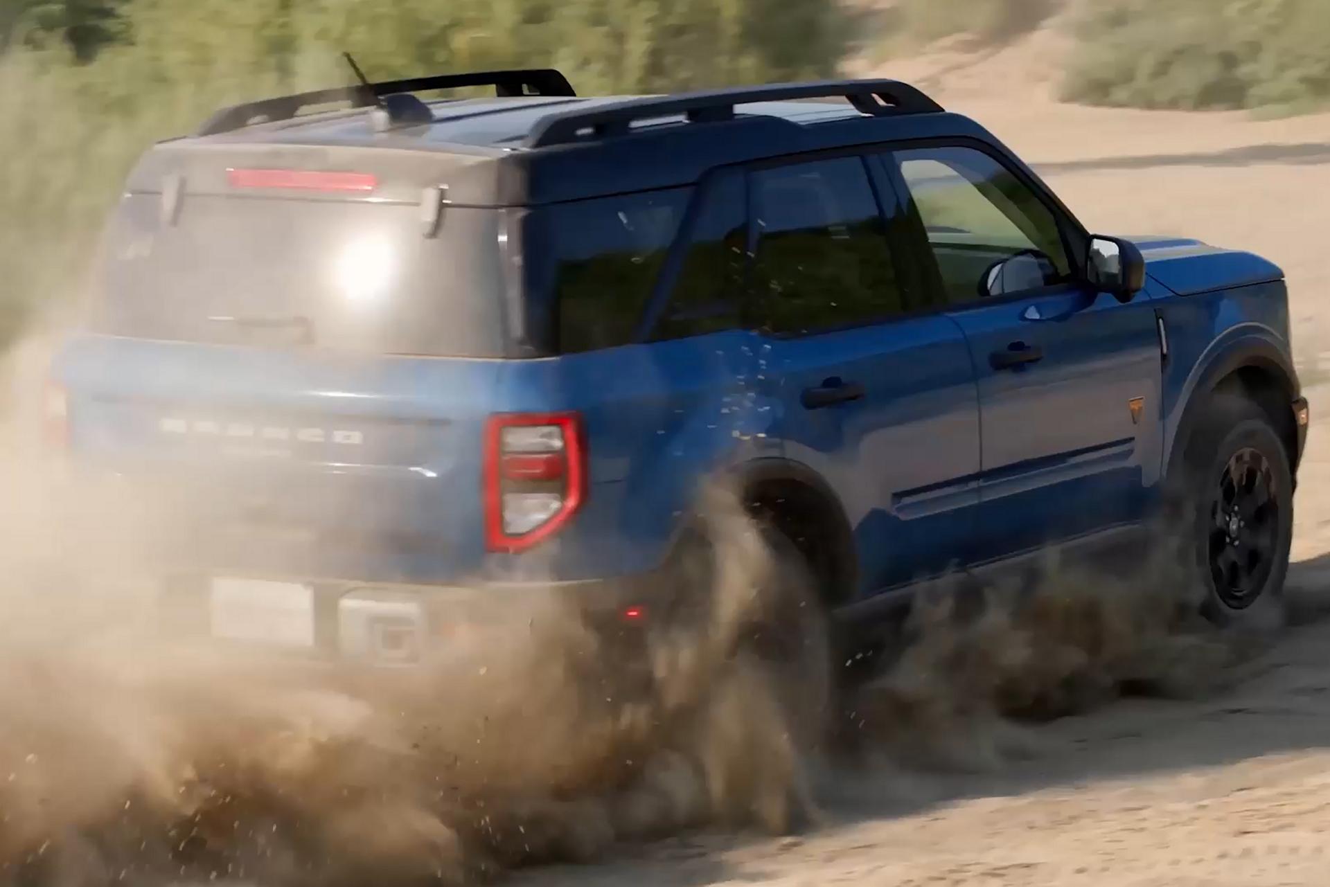 Ford Bronco Sport driving on a dirt road