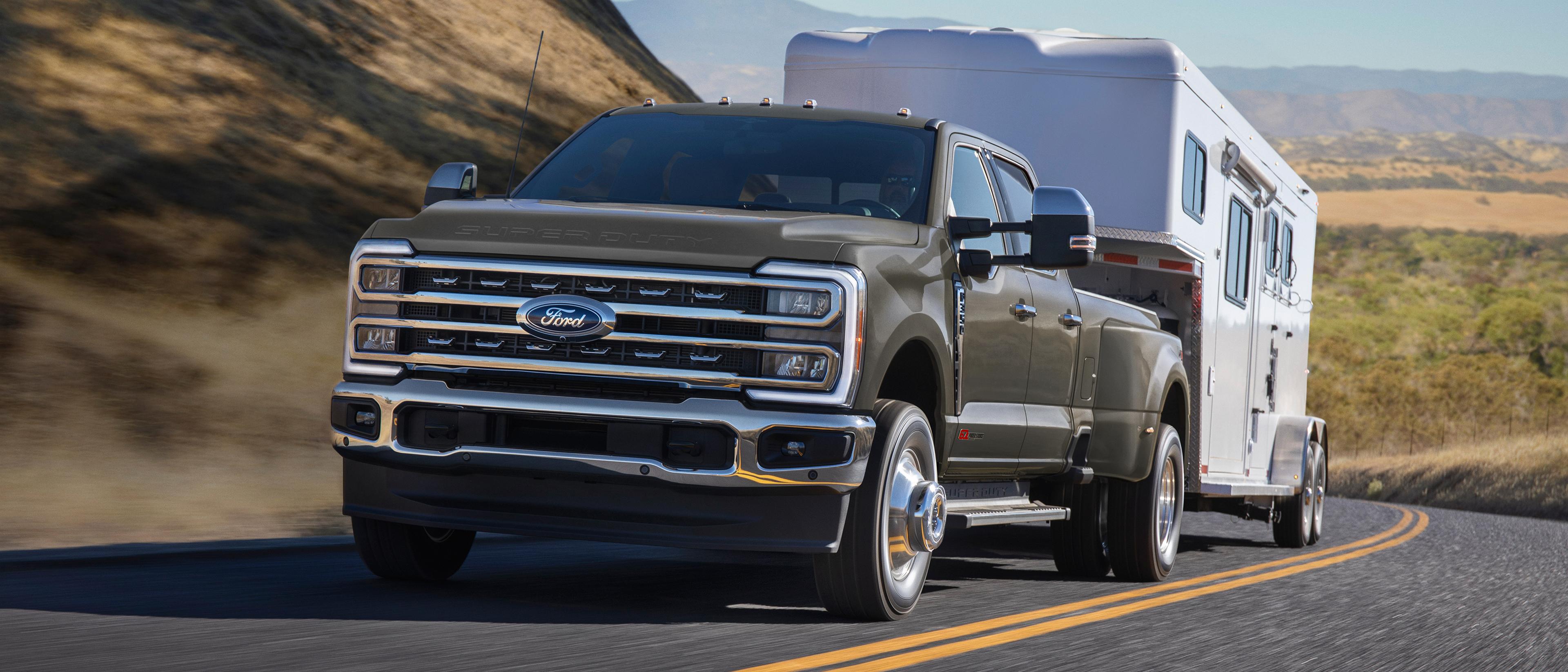 2026 Ford Super Duty F-350 Lariat on a mountain road