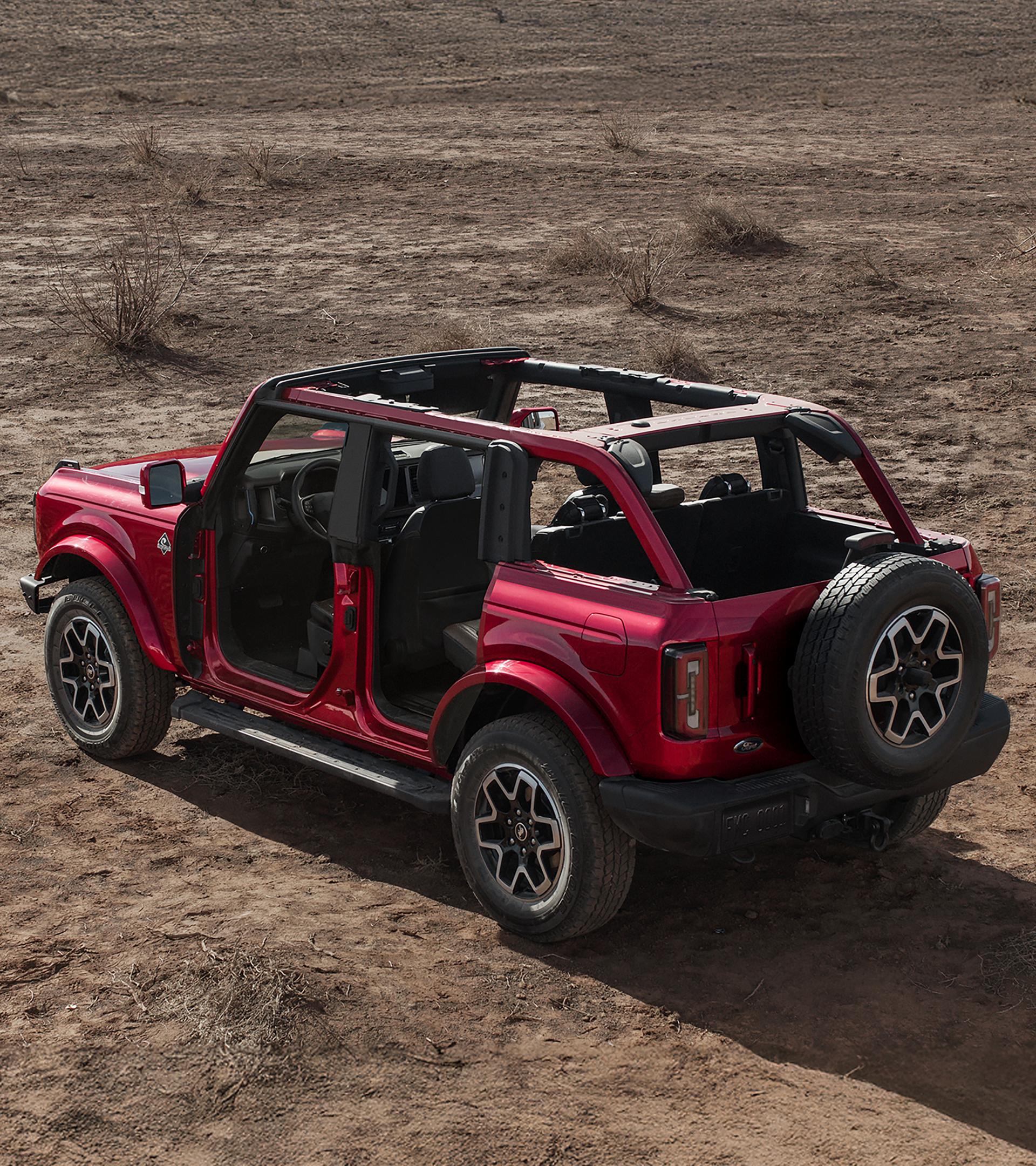2026 Ford Bronco with removable doors and roof removed