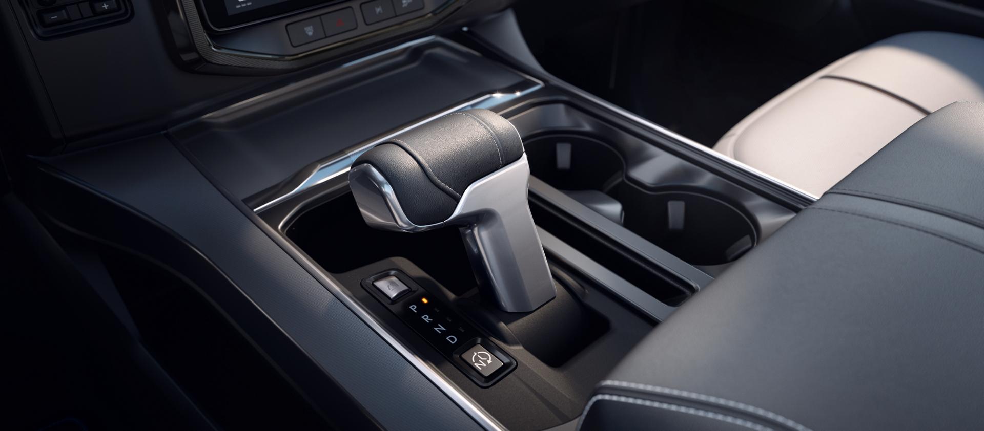 Close-up of the console in the interior of a 2025 Ford F-150® Lightning®