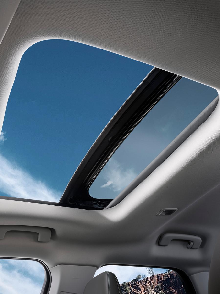2026 Ford Bronco Sport® view from inside the vehicle with the sunroof open