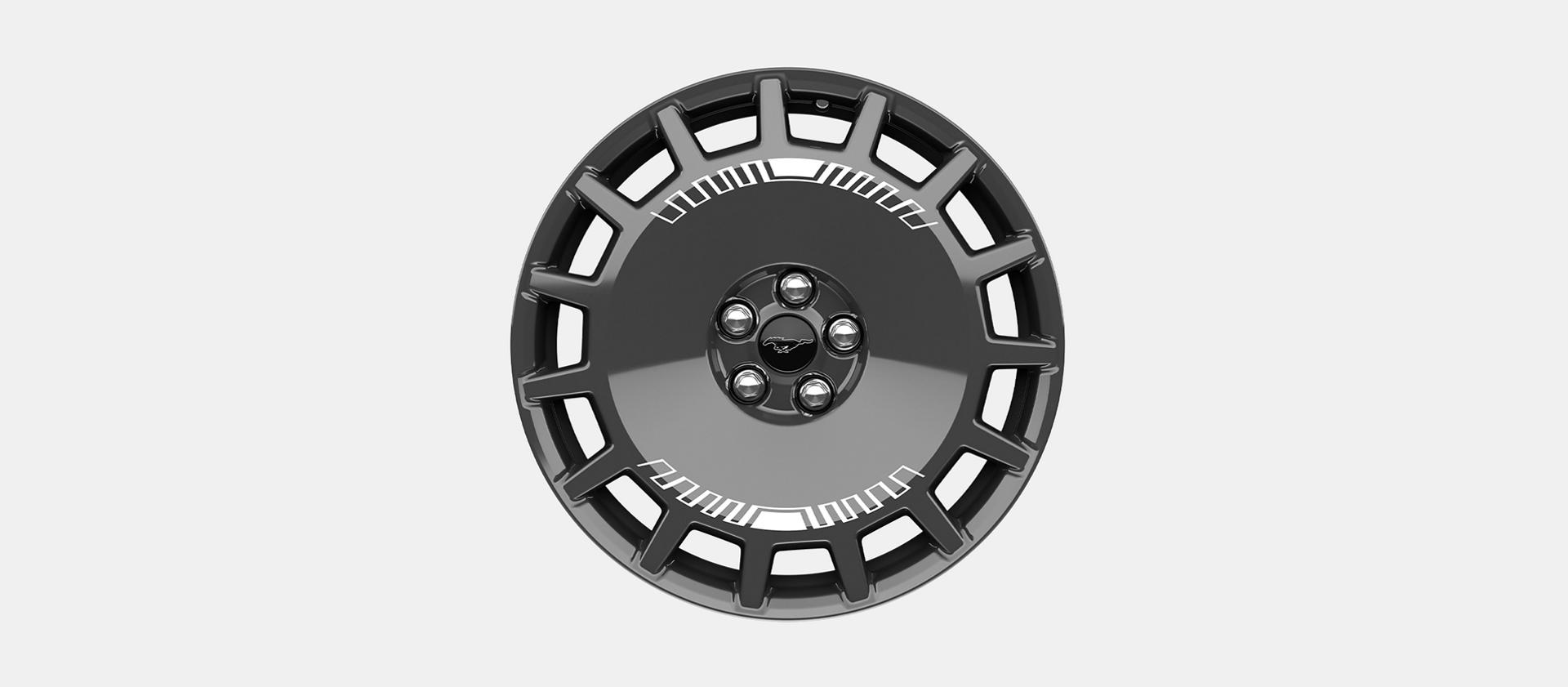 19-inch High-Gloss Dark Carbonized Gray Wheels With White-Printed Graphics