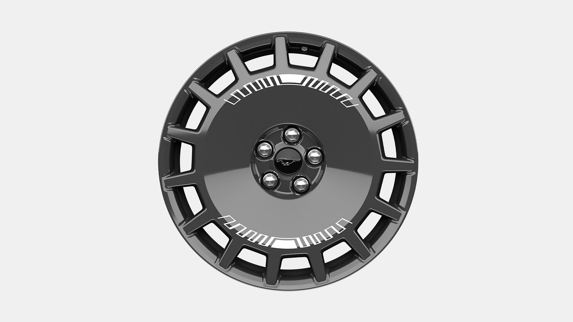 19-inch High-Gloss Dark Carbonized Gray Wheels With White-Printed Graphics