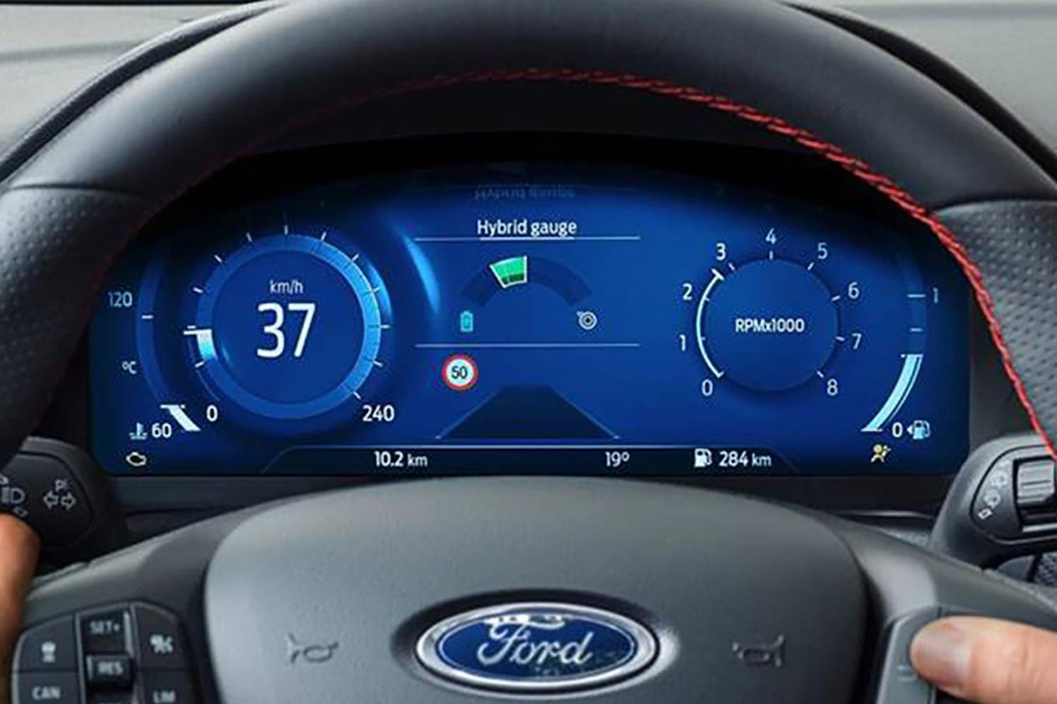 The cluster display of a Ford vehicle