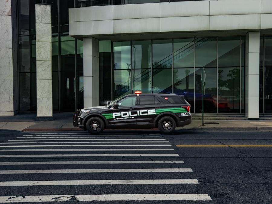 A 2025 Ford Police Interceptor® Utility at a crosswalk