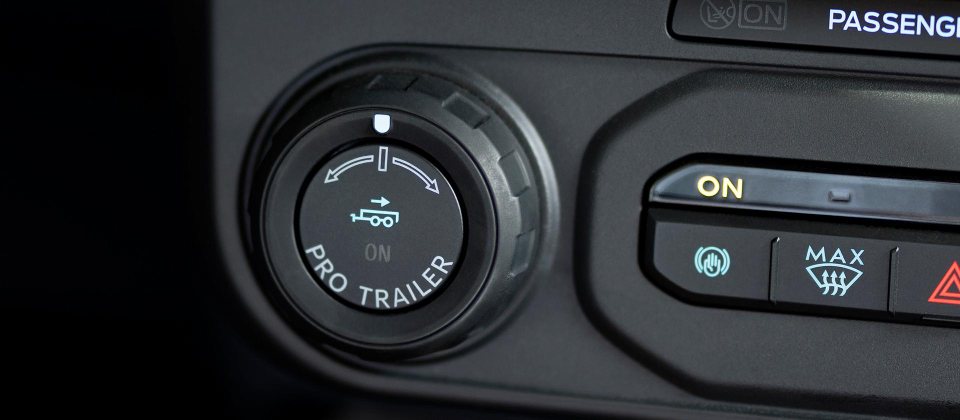 Close-up of the Pro Trailer Hitch Assist® knob on a 2026 Ford Maverick® pickup