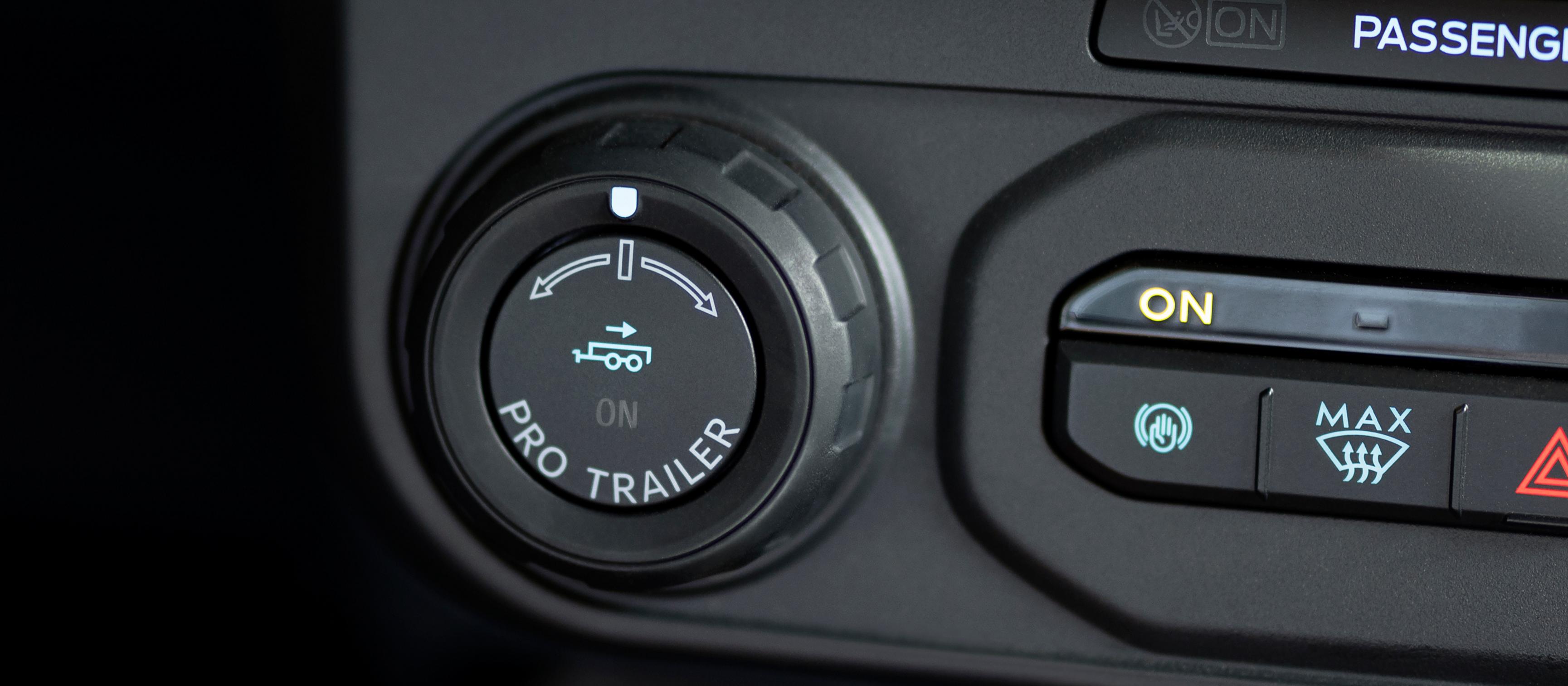 Close-up of the Pro Trailer Hitch Assist® knob on a 2026 Ford Maverick® pickup