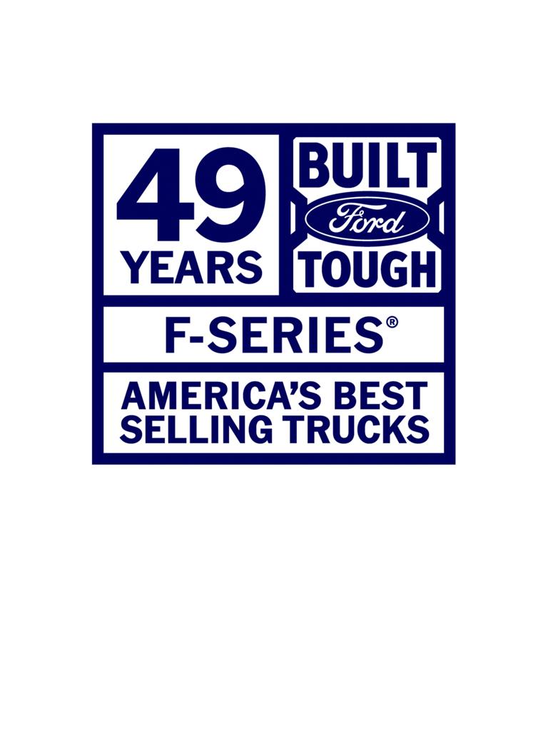 The 49 Years Built. Ford Tough® F-Series® America's Best Selling Trucks logo