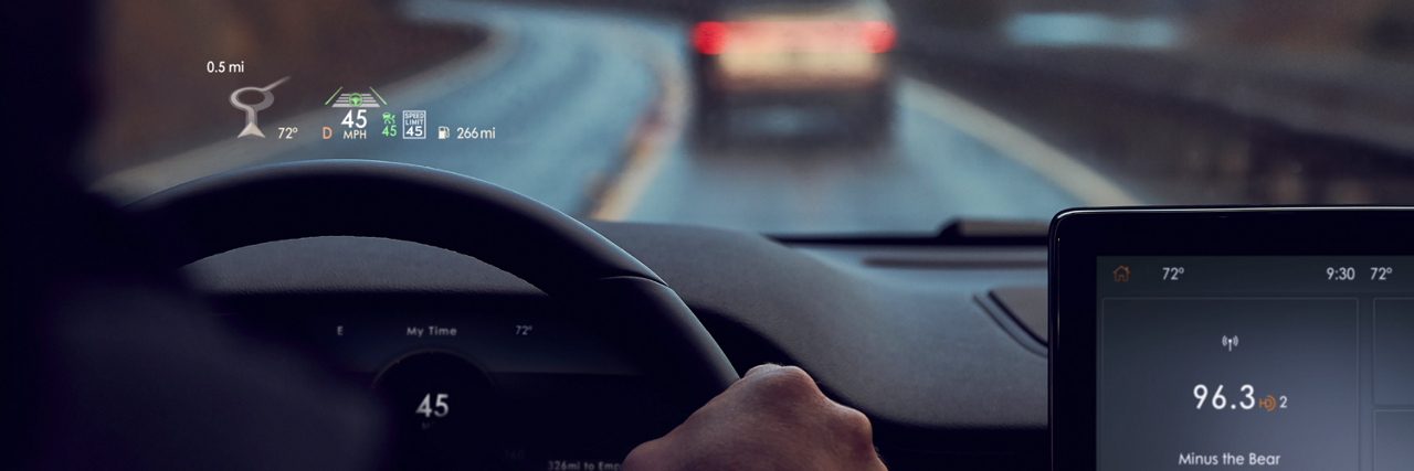 a view of the windshield alerts from the interior of a Lincoln vehicle is shown here