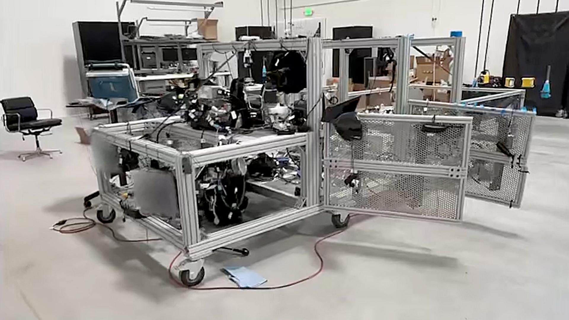 View of a lab with wiring strung together
