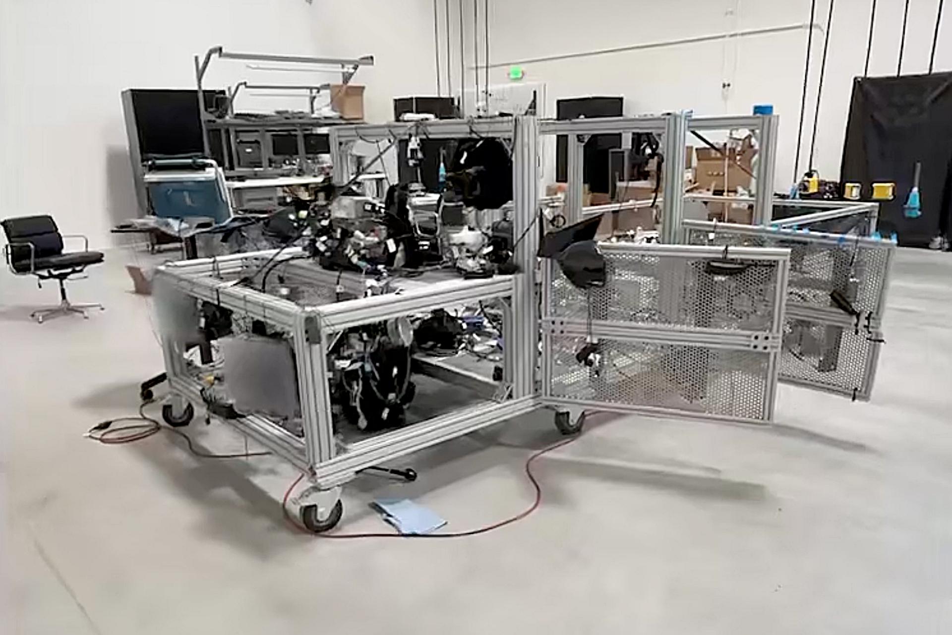 View of a lab with wiring strung together
