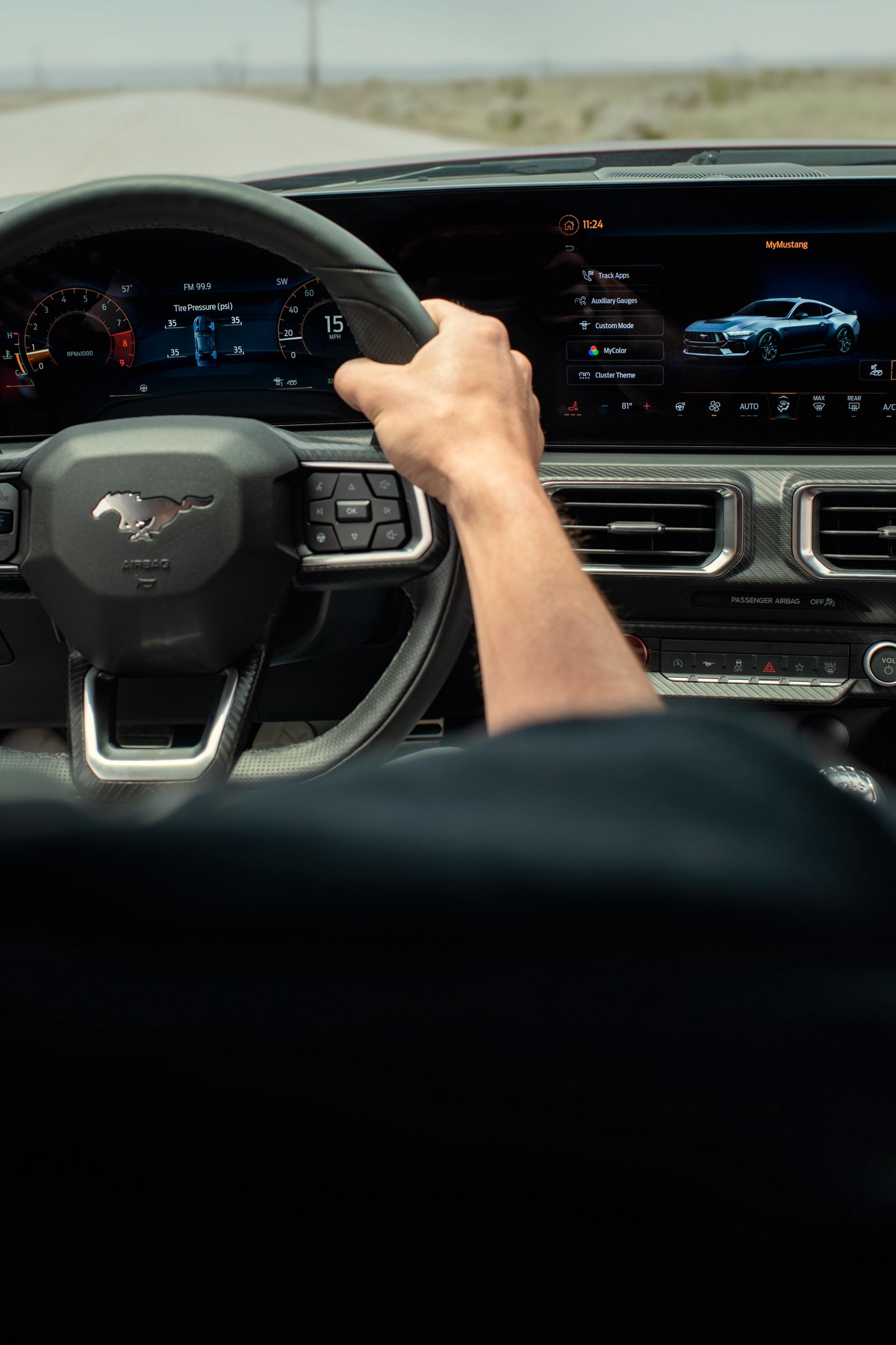 An interior image of the center display in a 2025 Ford Mustang model