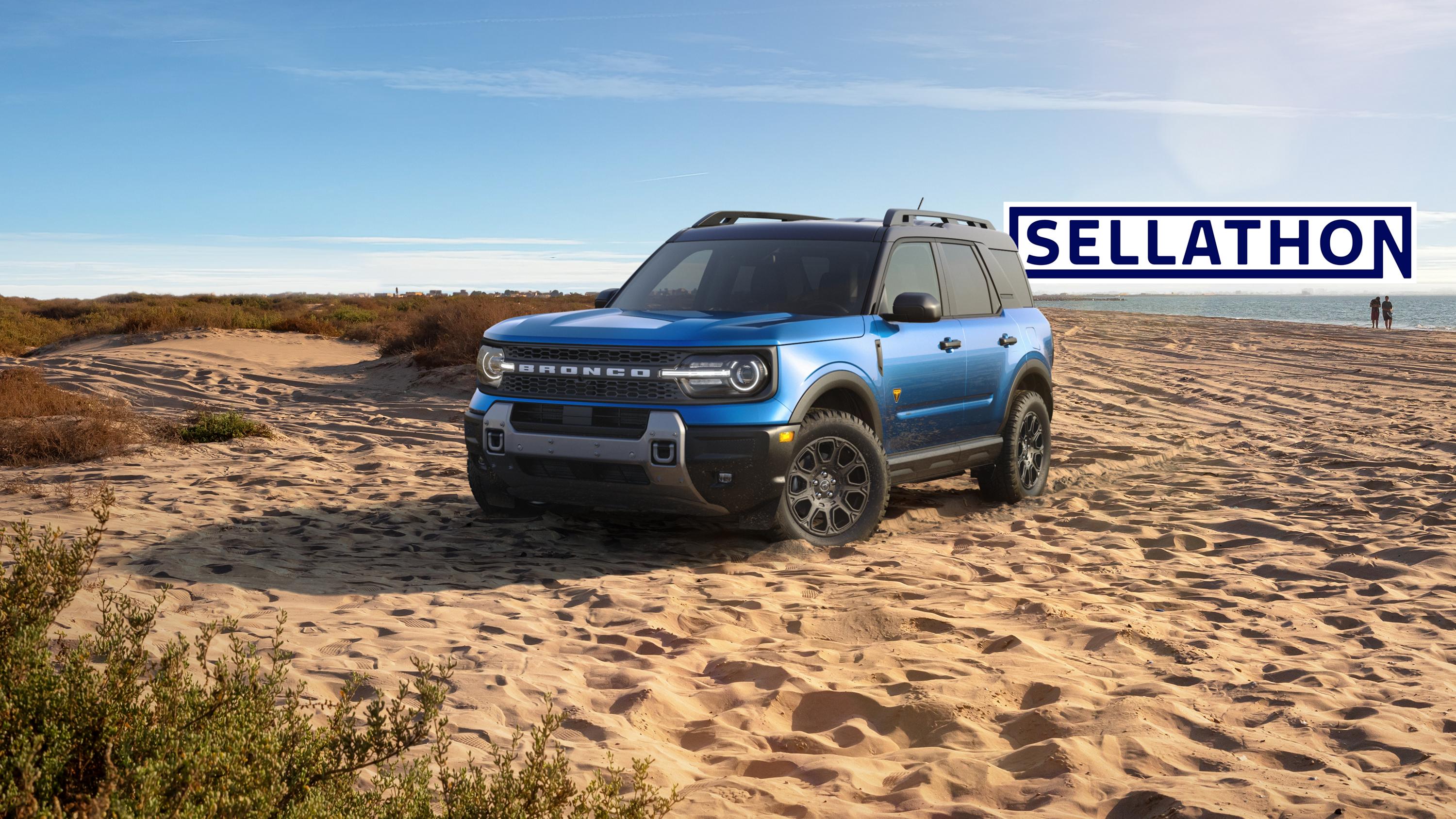 A 2025 Ford Bronco Sport SUV being driven on sand.