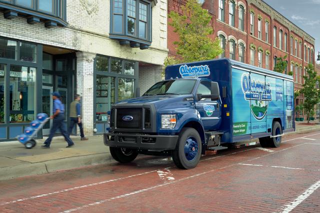 2026 Ford F-750® Regular Cab with beverage truck upfit and custom design on city street