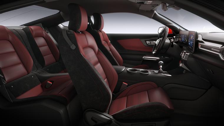 2026 Ford Mustang® interior showing the available Carmine Red interior environment