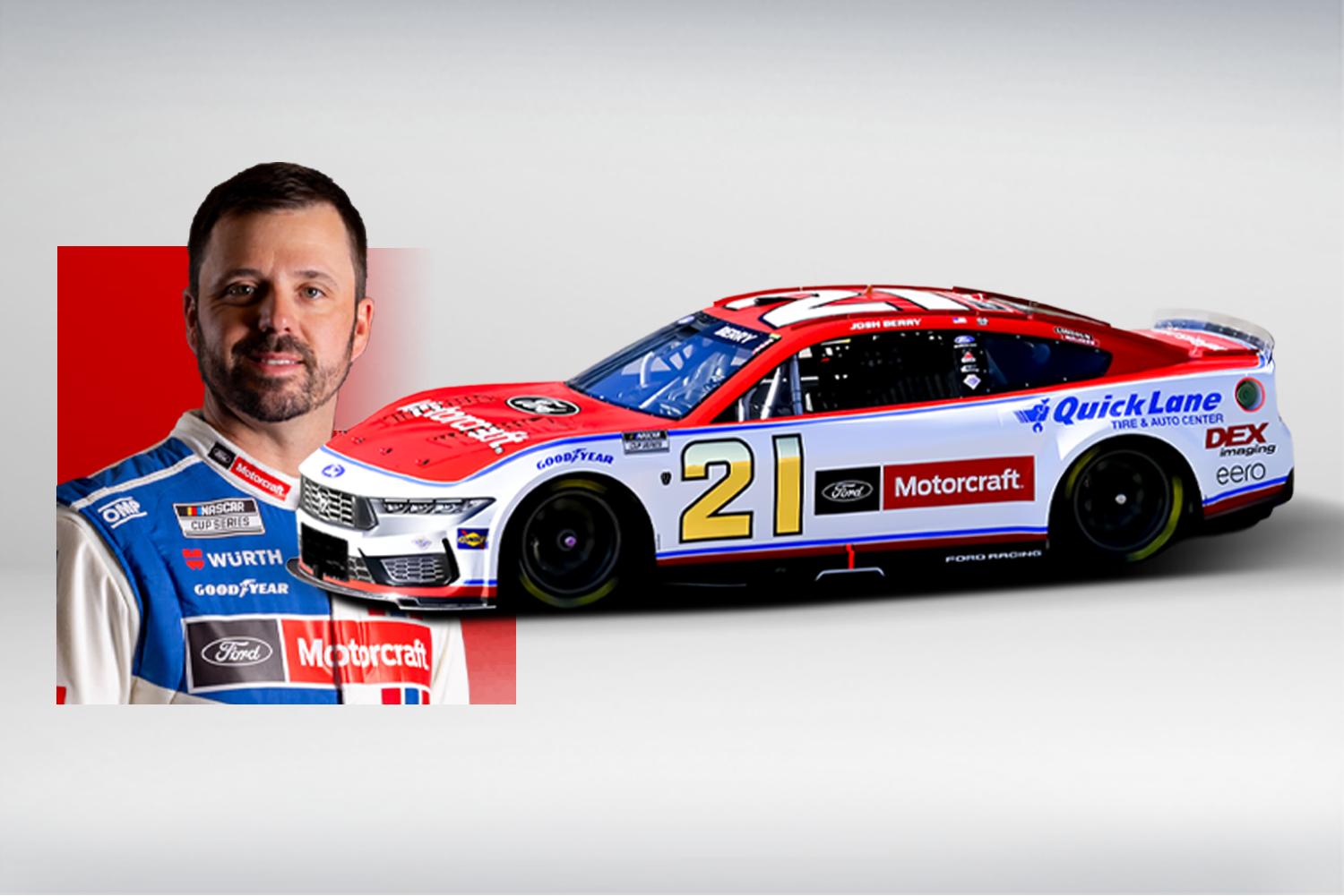 Josh Berry and the Number 21 Ford Mustang Dark Horse