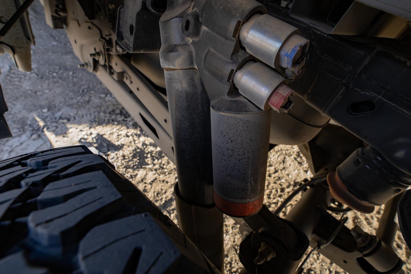 Close-up of the Fox™ dual-live valve shock