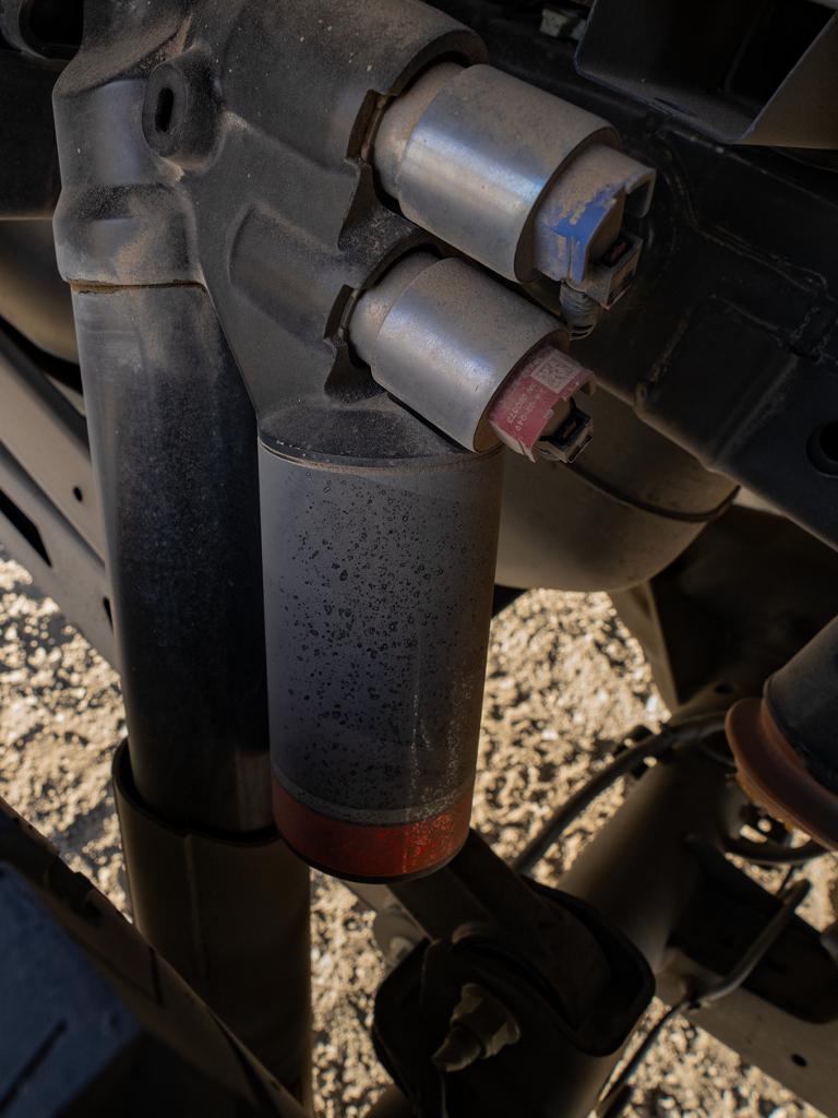 Close-up of the Fox™ dual-live valve shock