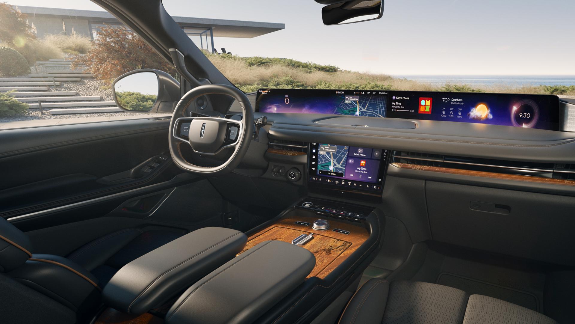The interior front of a 2026 Lincoln Black Label with the Invitation theme