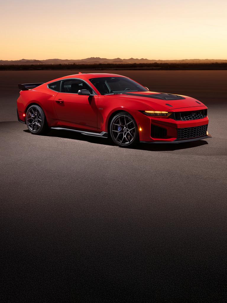 A 2026 Ford Mustang Dark Horse® SC with available Track Pack and optional equipment in a parking lot