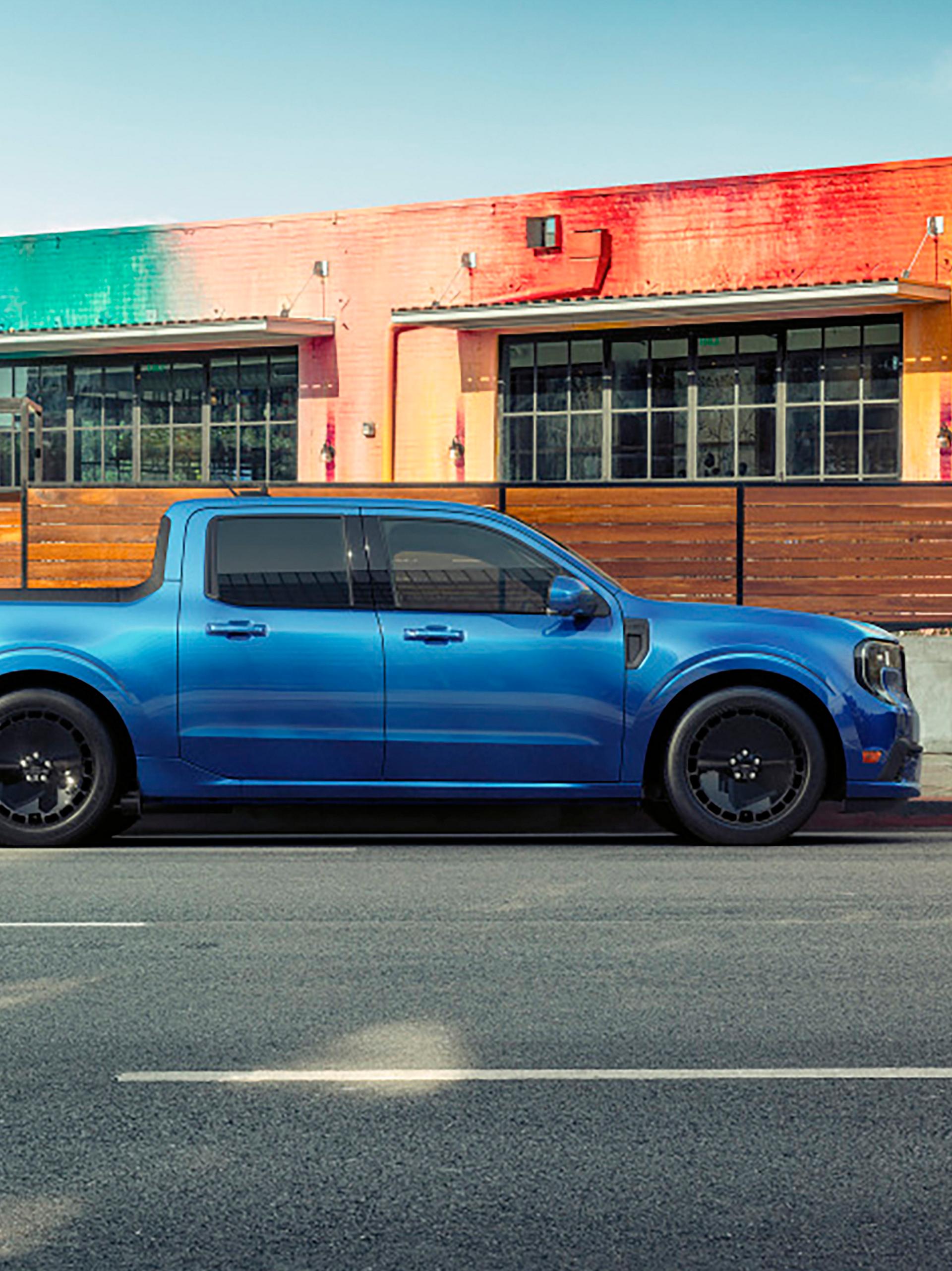 A blue 2026 Ford Maverick Lobo™ parked on a street