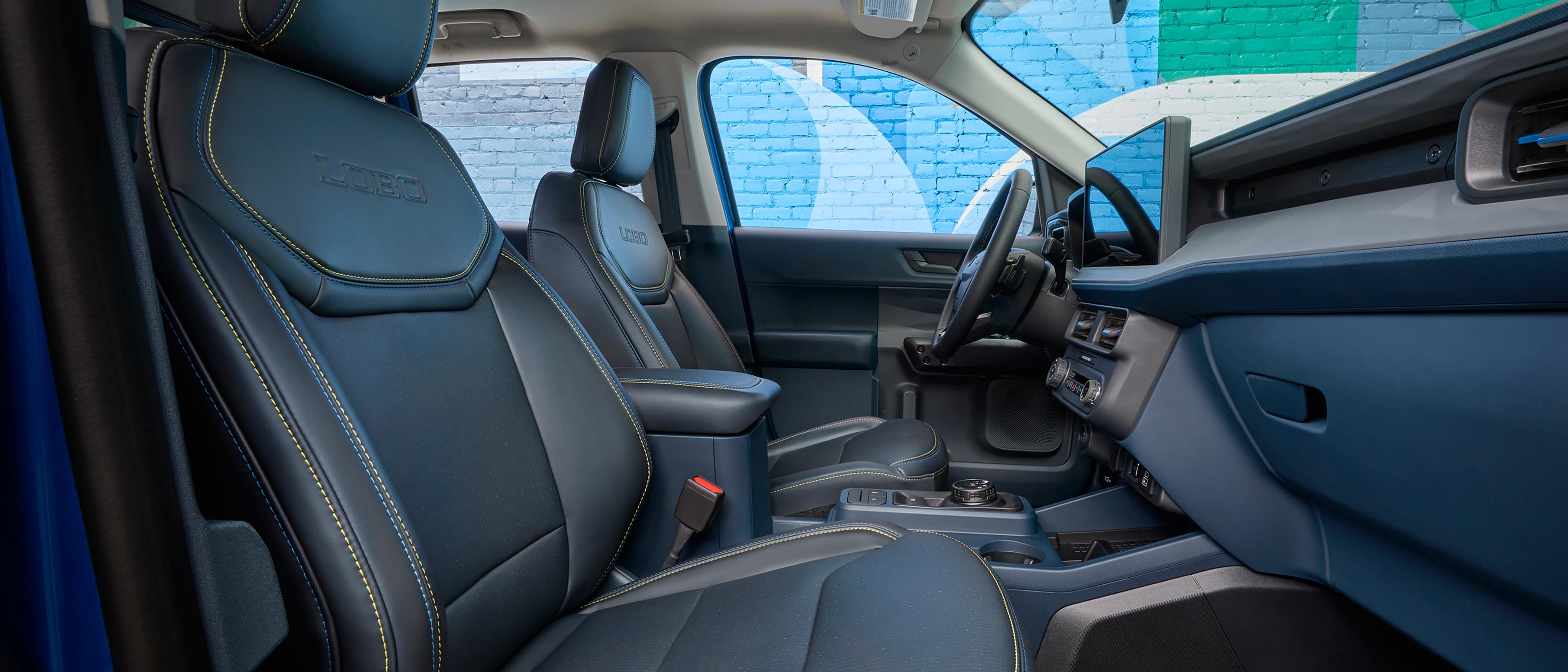 Interior view showing the ActiveX®-trimmed seats on a 2026 Ford Maverick® Lobo™ pickup