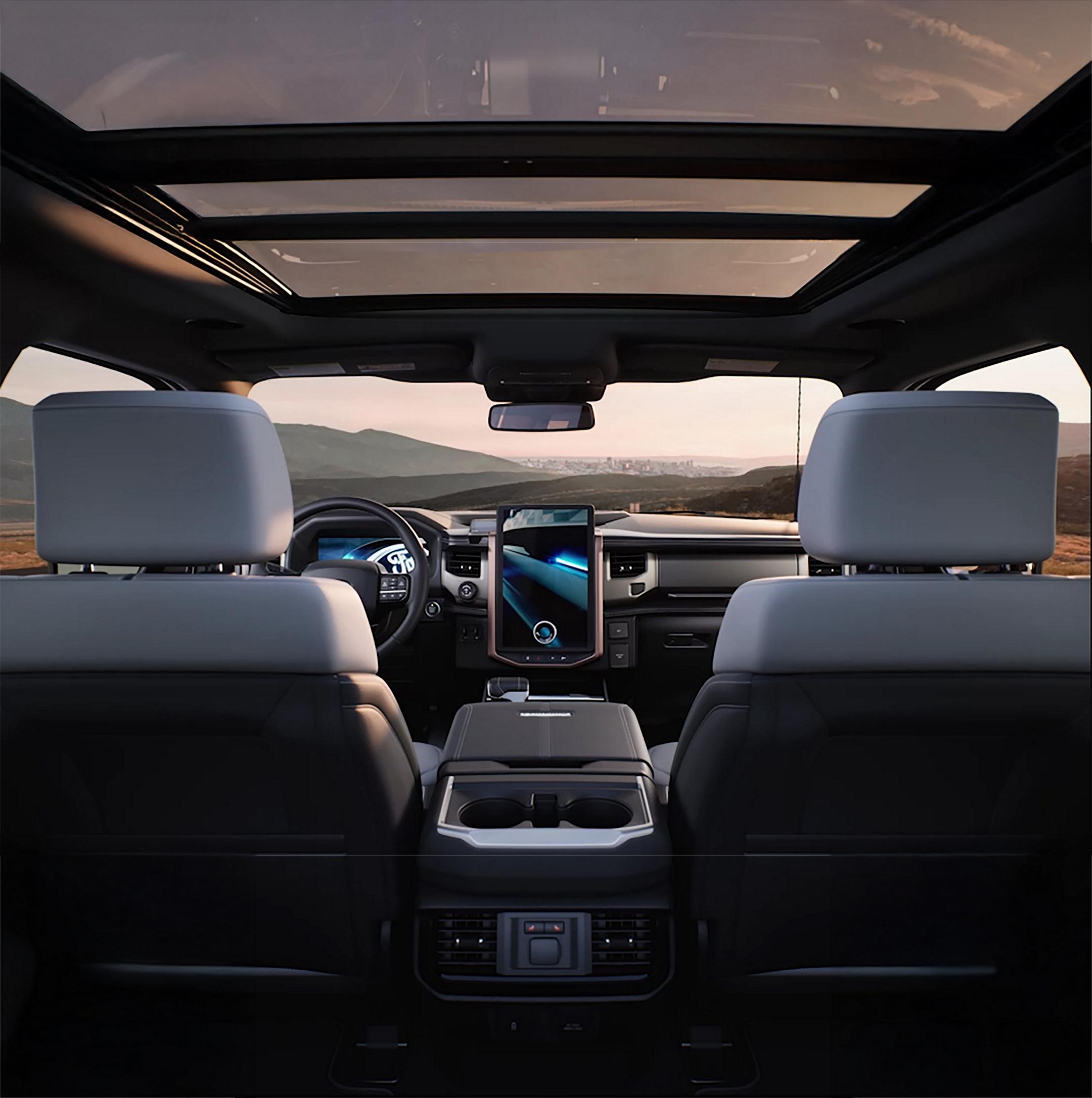 The interior of a 2025 Ford F-150® Lightning® pickup, showing the center touchscreen