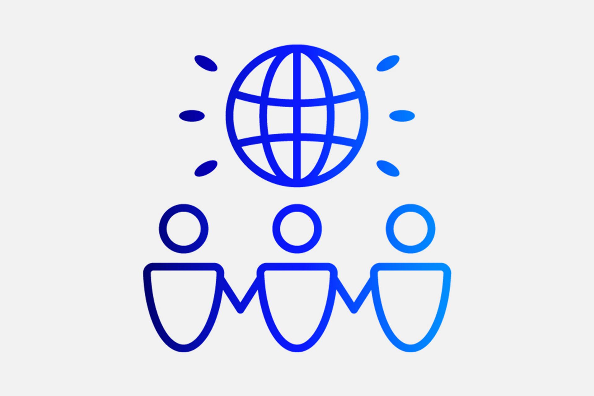 Illustration of people holding hands around the globe