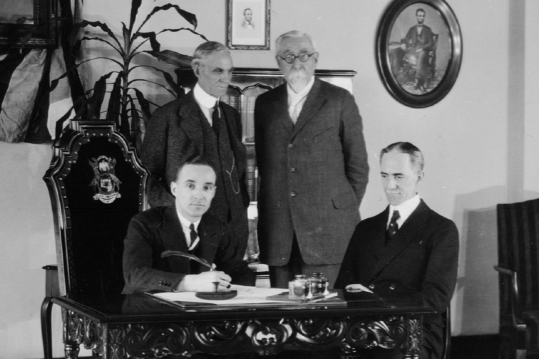 Edsel Ford with Lincoln automobile