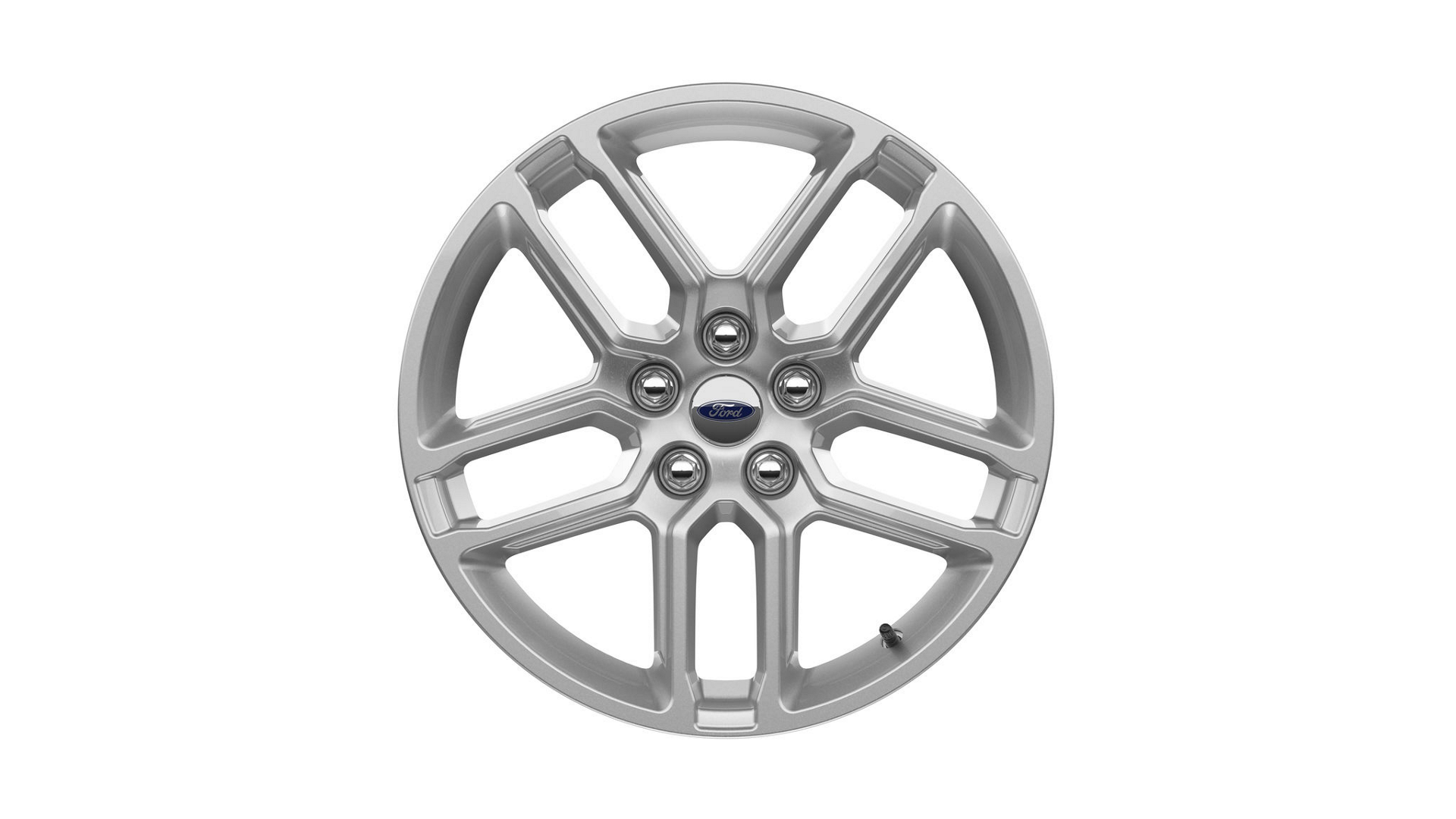 An 18-inch Sparkle Silver-painted aluminum wheel on a white background