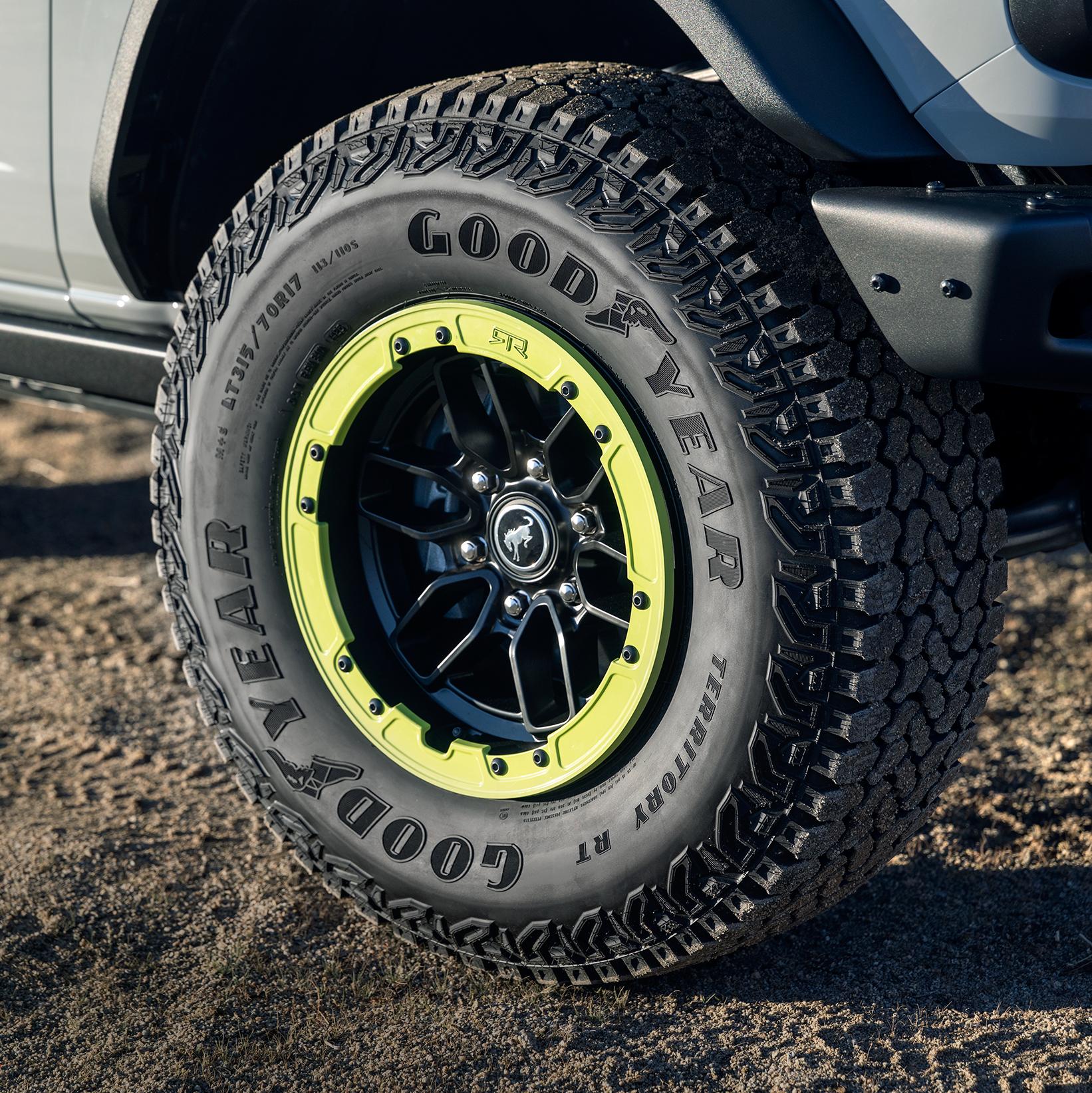 A close-up of the front wheel of a 2027 Ford Bronco® RTR® model