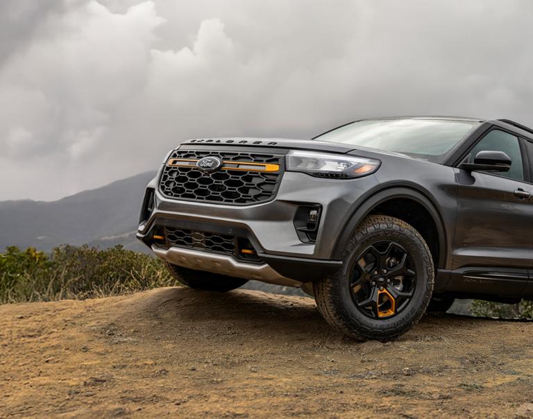The front grille of a 2026 Ford Explorer® Tremor® SUV, showing the off-road auxiliary lights