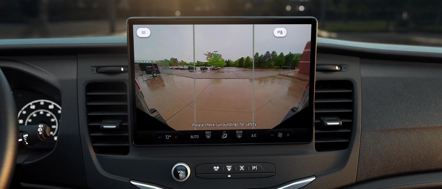 Close-up of the touchscreen with an image of the surrounding area