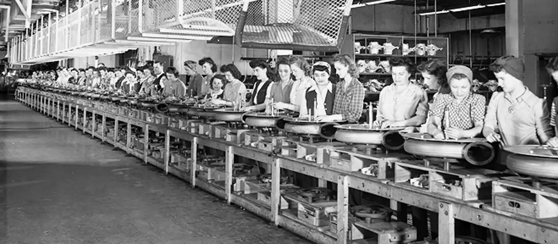 Women at work on a Ford assembly line