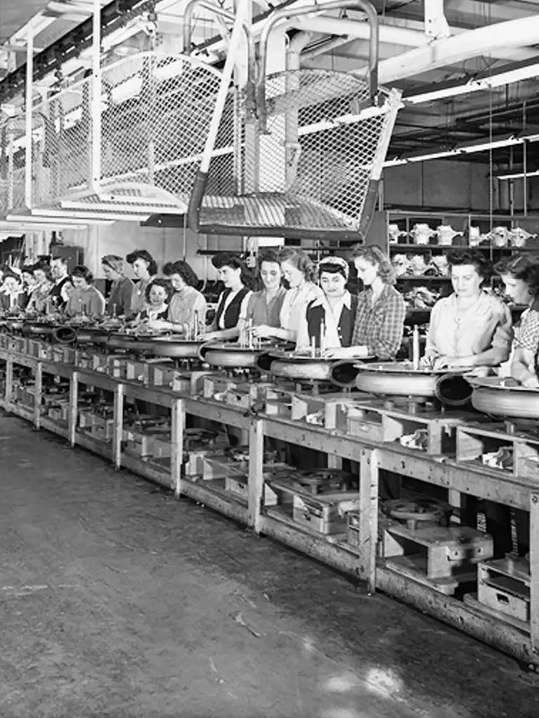 Women at work on a Ford assembly line