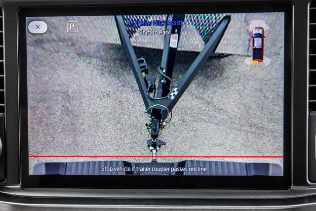 Close-up image of the display screen showing the hitch area