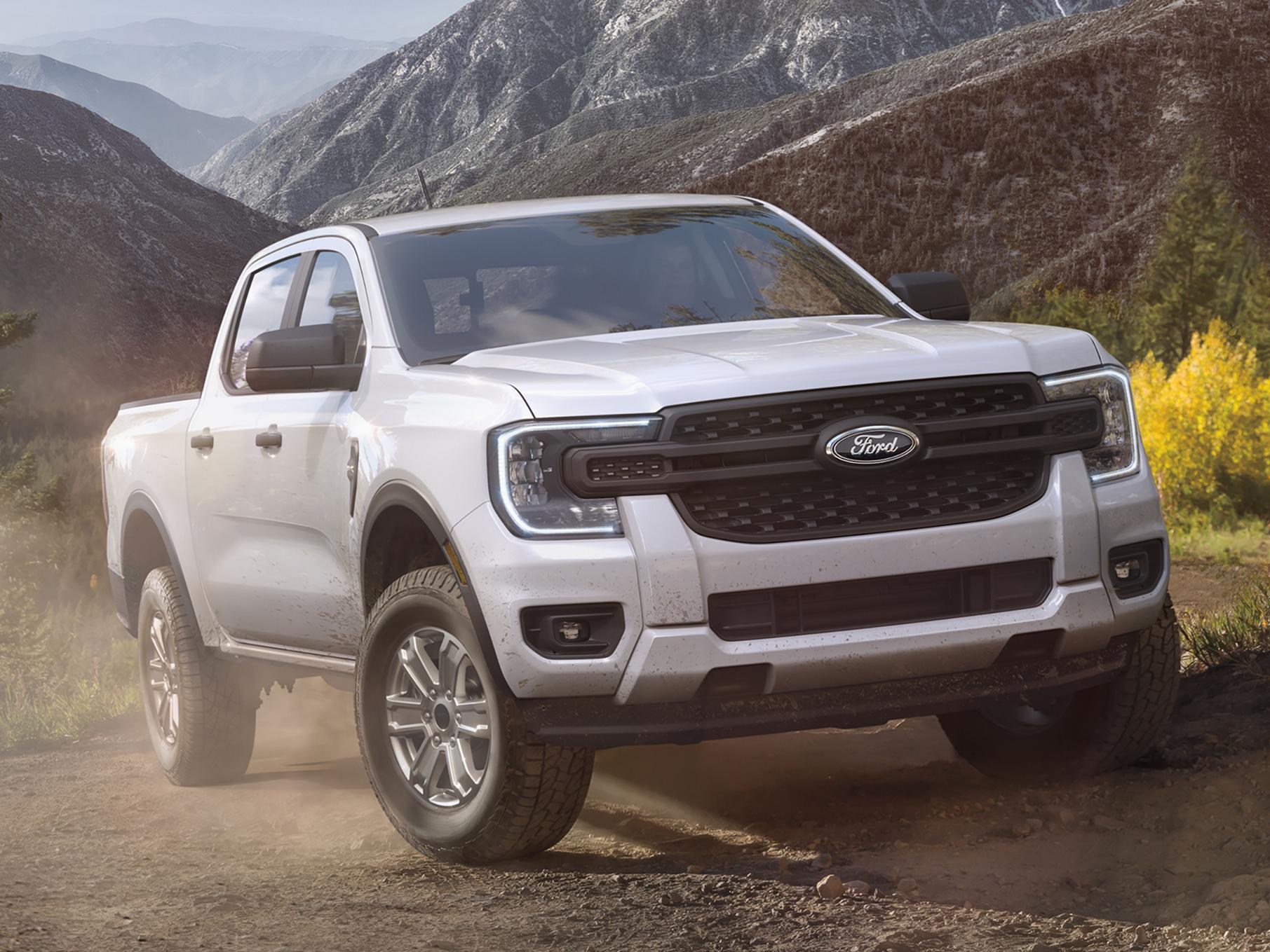 2025 Ford Ranger® truck being driven on a mountainous dirt road
