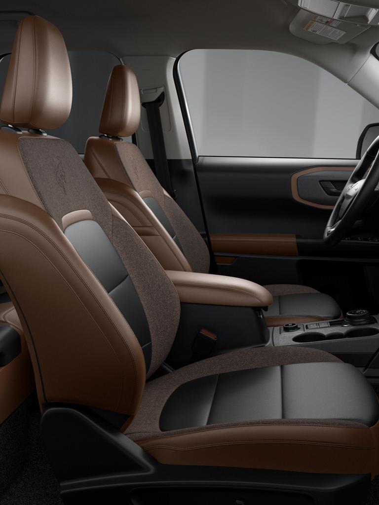 Interior of the 2026 Ford Bronco Sport Outer Banks® model shown in premium-trimmed seating materials