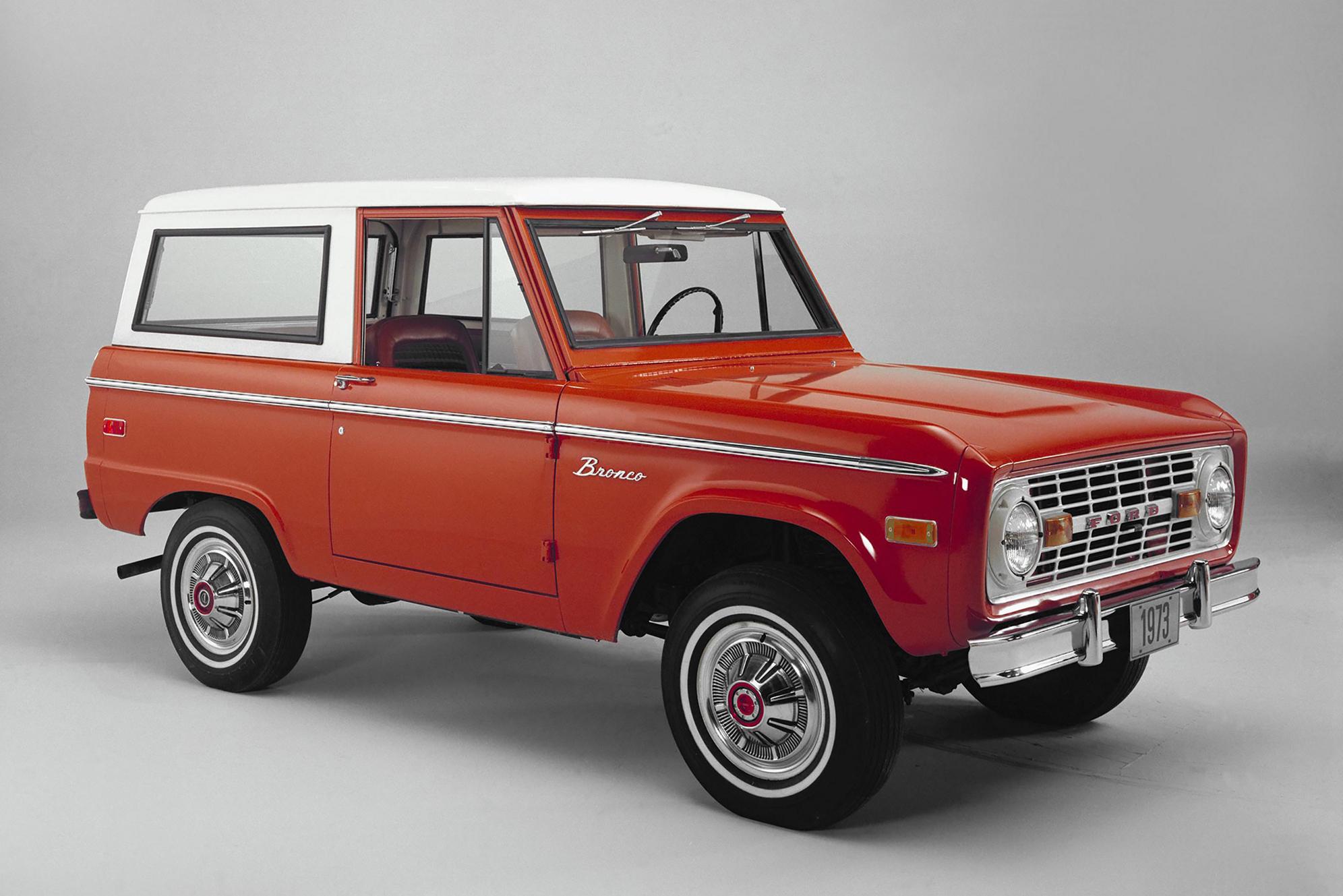 A 1973 Ford Bronco® Ranger Package pictured in a studio
