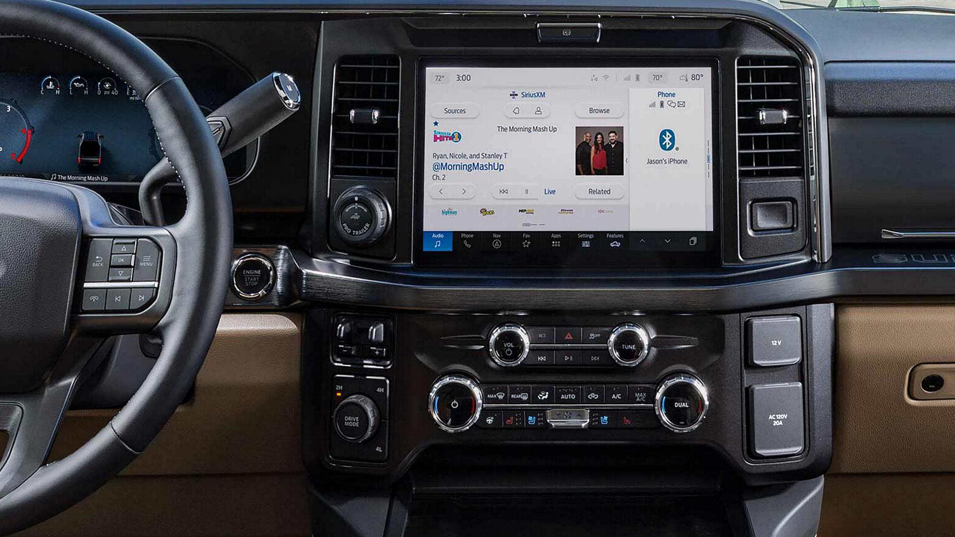 Interior view of a 2026 Ford Super Duty® F-350® with the Lariat® Ultimate Package