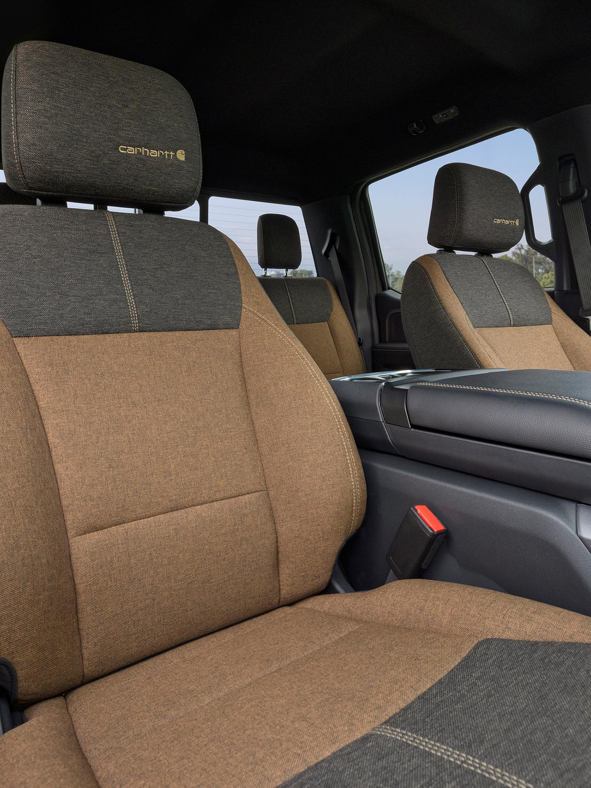 Close-up of the seat on a 2027 Ford F-150® XLT pickup with the Carhartt® Package