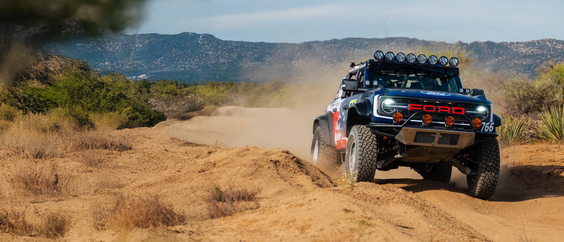 2025 Ford Bronco® on a rocky and dusty terrain