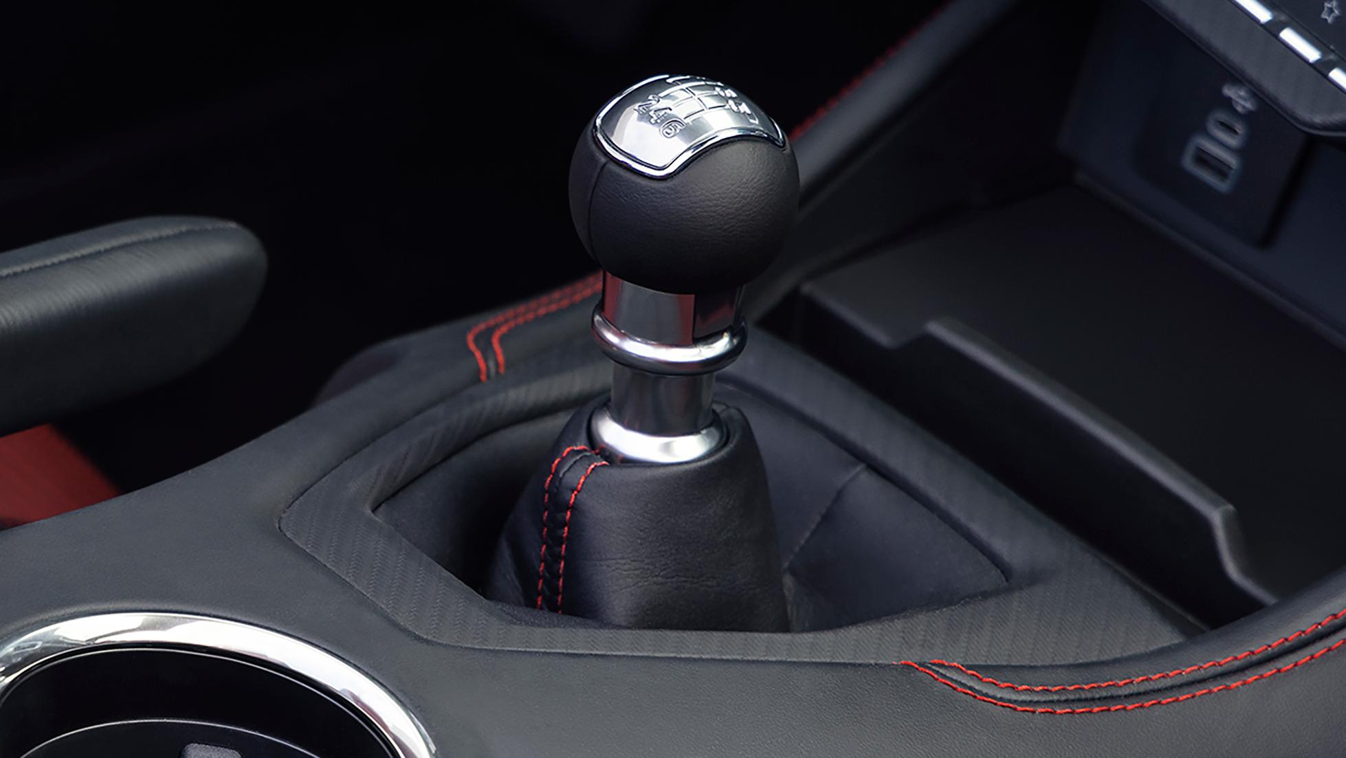 2026 Ford Mustang® GT 6-speed manual transmission shifter with available Carmine Red interior