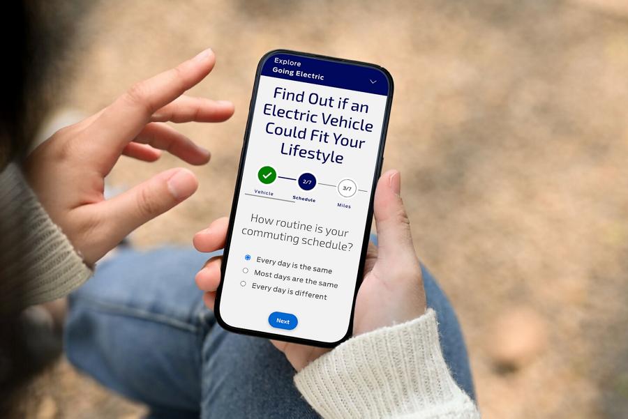 The EV lifestyle quiz tool displayed on a smartphone