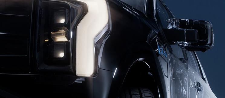 2025 Ford F-150 Lightning headlamp close-up