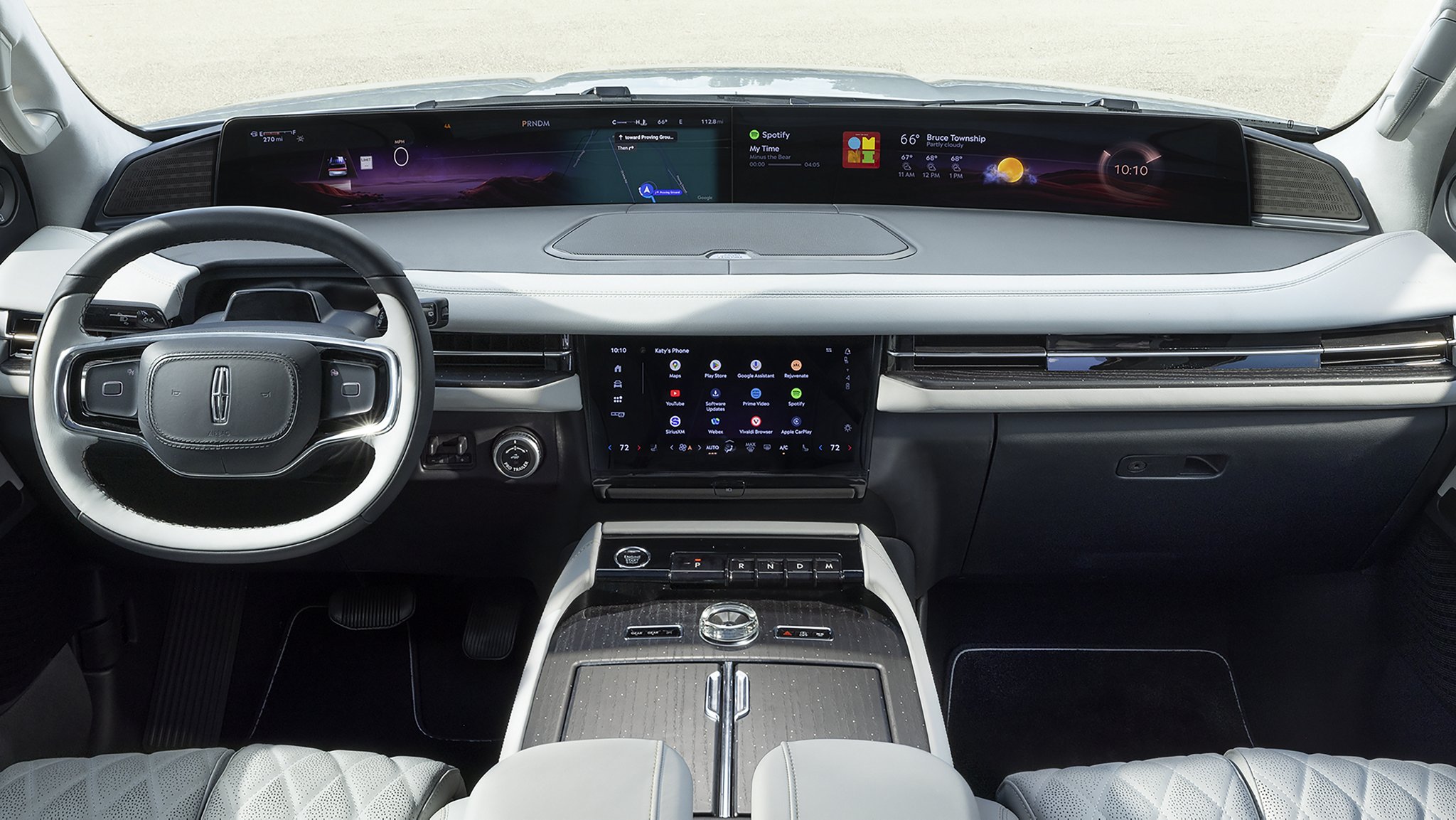 The interior of a 2025 Lincoln Black Label Navigator with the Atmospheric theme.