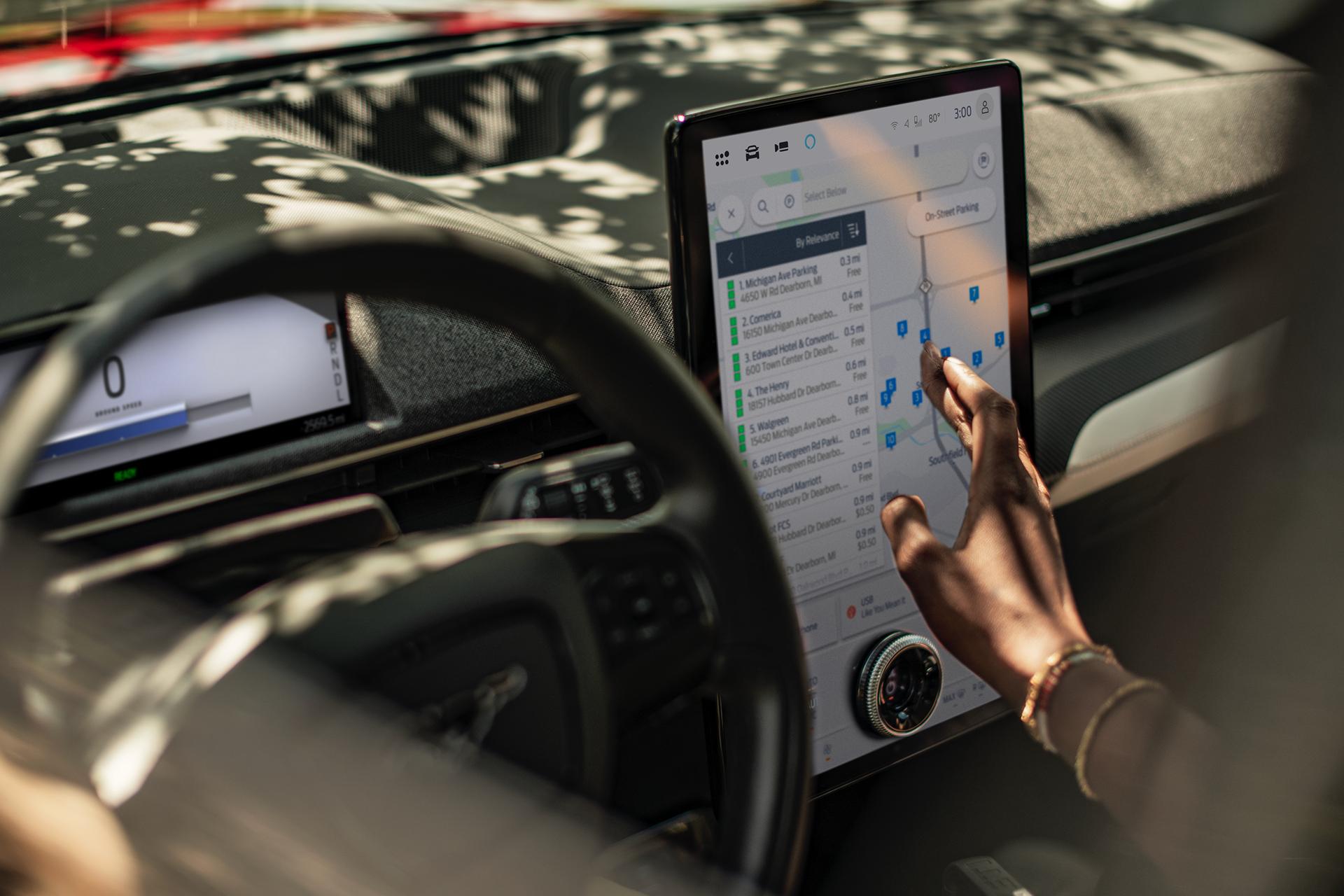Driving a Ford Mustang Mach-E using the central touchscreen