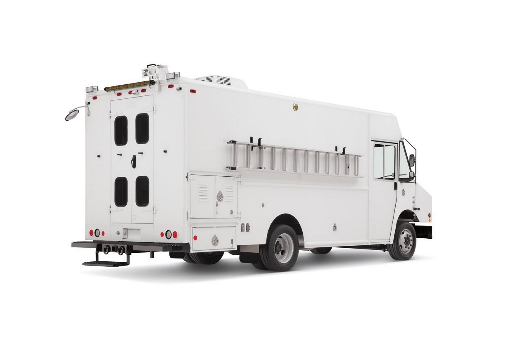 An upfitted 2026 Ford E-Series Stripped Chassis