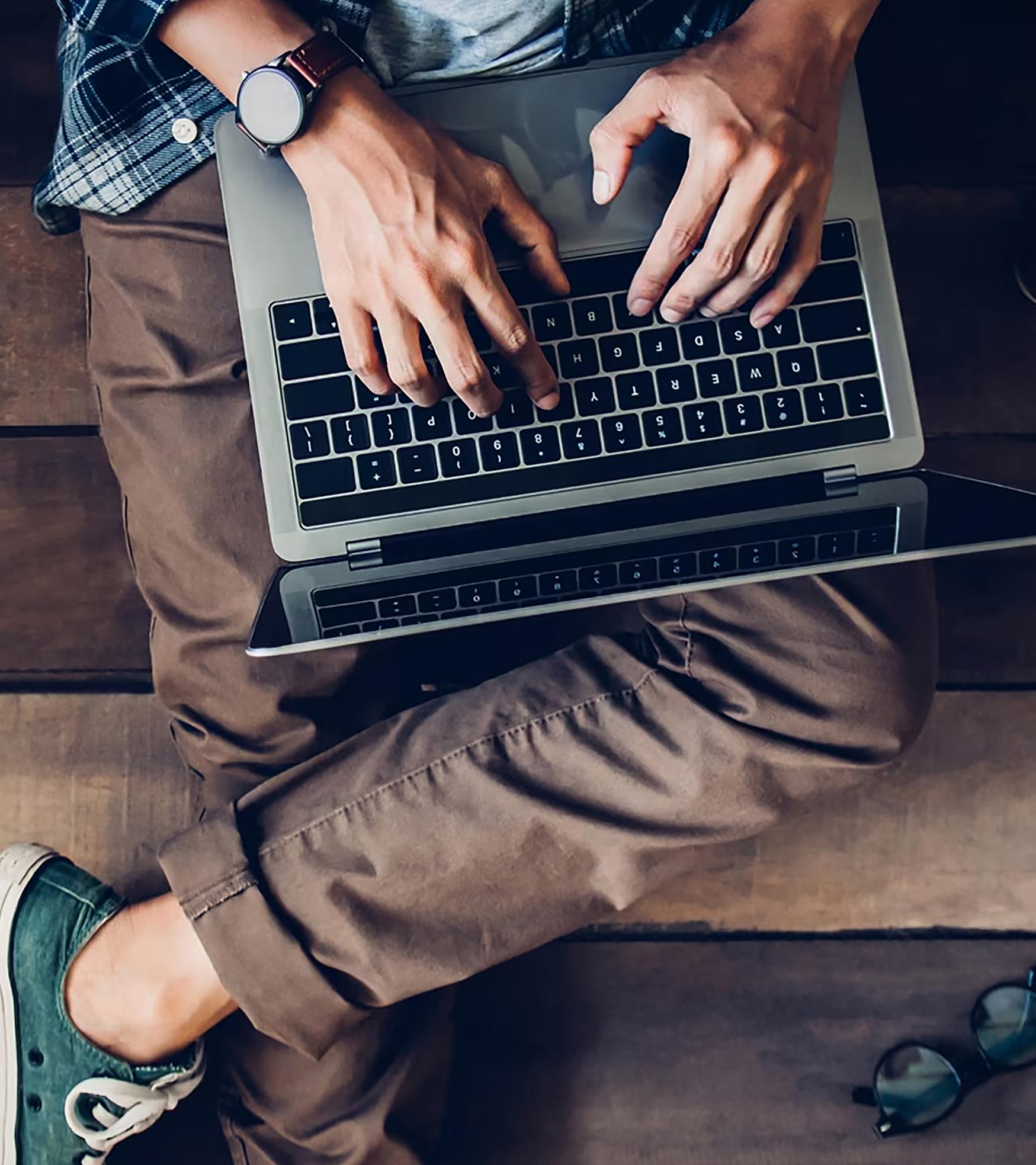 A customer shops on their laptop